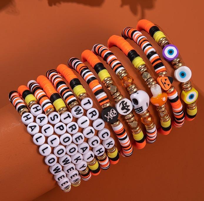 Hot Sale Acrylic Bracelet Set Halloween Bracelet Cartoon Ghost Pumpkin Jewelry Horror Dress Up Ornament