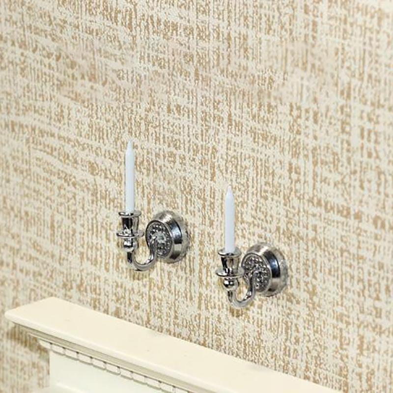 1Pair 1:12 Dollhouse Mini Table Candle Candlestick Christmas Scene Home Ornament Cake Candle Holder Decorating Doll House