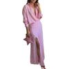 1116 Summer New Women's Clothing, European and American Women's Clothing, Fashionable Casual Striped Long-sleeved Shirt Skirt Set