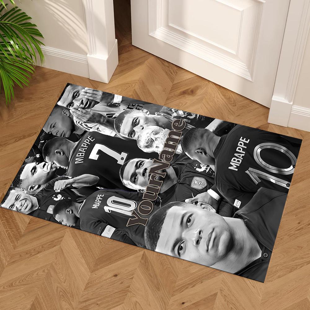 Mbappe Personalized Text Floor Rug Office Rug Design for Foyer Outdoor Balcony Bedrooms Anti-slip Rug Decorate Offices
