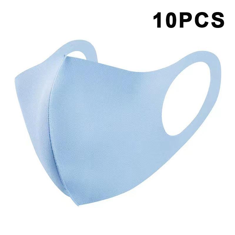 10Pcs Ice Silk Mask Spring And Summer Dustproof Washable Reusable Face Mask Unisex Adult/Mask Outdoor Travel Protection