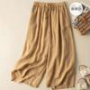 Women Spring Summer Chinese Style Cotton Linen Wide Leg Pants Retro Draped Loose Slim Casual Trousers