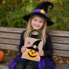 Festive Halloween Candy Holders Trick or Treat Bags, Kids Non Woven Pumpkin Ghost Biodegradable Bags Tote, Reusable Goodie Spooky Party Favor Gift for