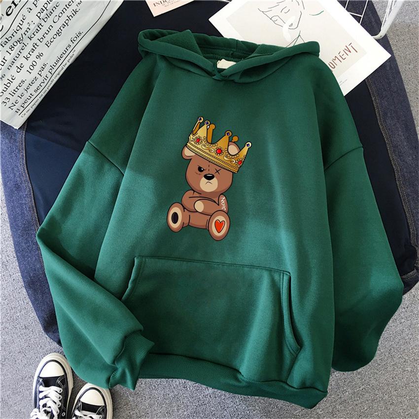 Fashion Cartoon Women's Hoodie Teddy Bear Print Hoodies Women Streetwear Pullover Harajuku Unisex Sweatshirt Oversized Clothes