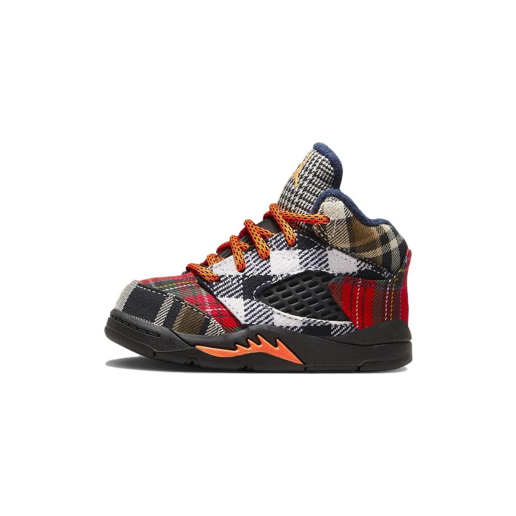 Air Jordan 5 Retro TD Plaid Baby Sneakers Multi-Color Black Total-Orange FD4813-008