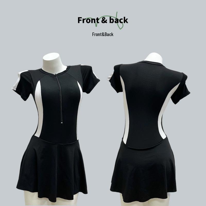 Women's Sport One-Piece High-End Conservative Slimming Swimsuit Dress for Vacation