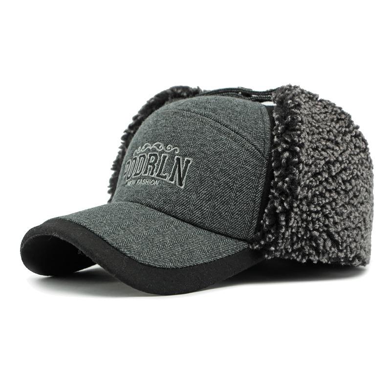 

Мужская зимняя теплая кепка для защиты ушей, мужская бархатная толстая теплая хлопковая кепка, ветрозащитная и морозостойкая бейсболка темно-серого