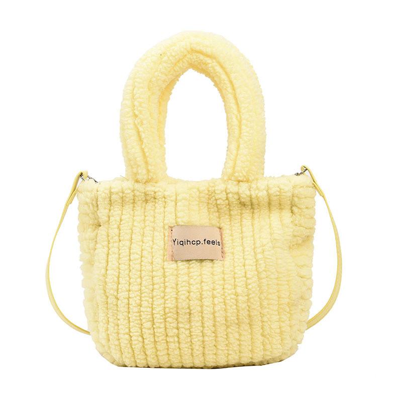 Trendy Plush Little Girls Handheld Purse Stylish Korean Letter Design Kids Sling Bag