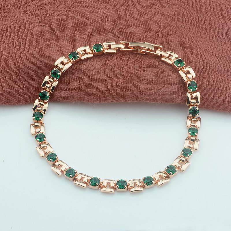 9 Color Women Girls Pink/Green/White/Red/Blue Cubic Zircon Stone Bracelets Wrist Square Shaped Bracelets