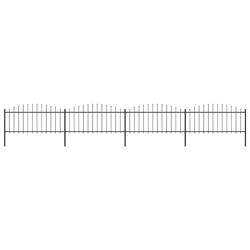 Spear Tip Steel Garden Fence 714.5 x 75 cm Black