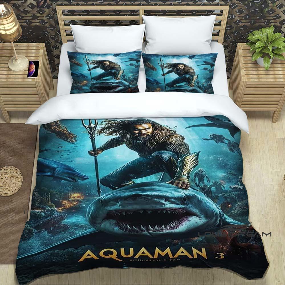 The *Aquaman* fantasy movie duvet cover and pillowcase bedding set is the perfect choice for decorating boys' and girls' bedroom