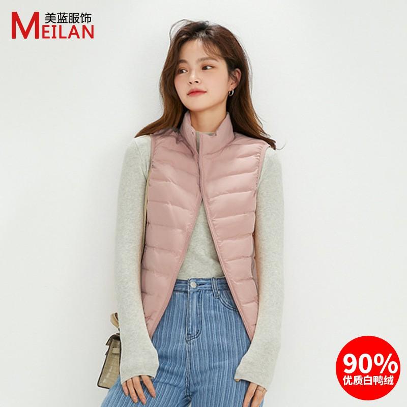 Womens Lightweight 90% Down Fill Stand Collar Sleeveless Short Puffer Vest Warm Winter Outerwear