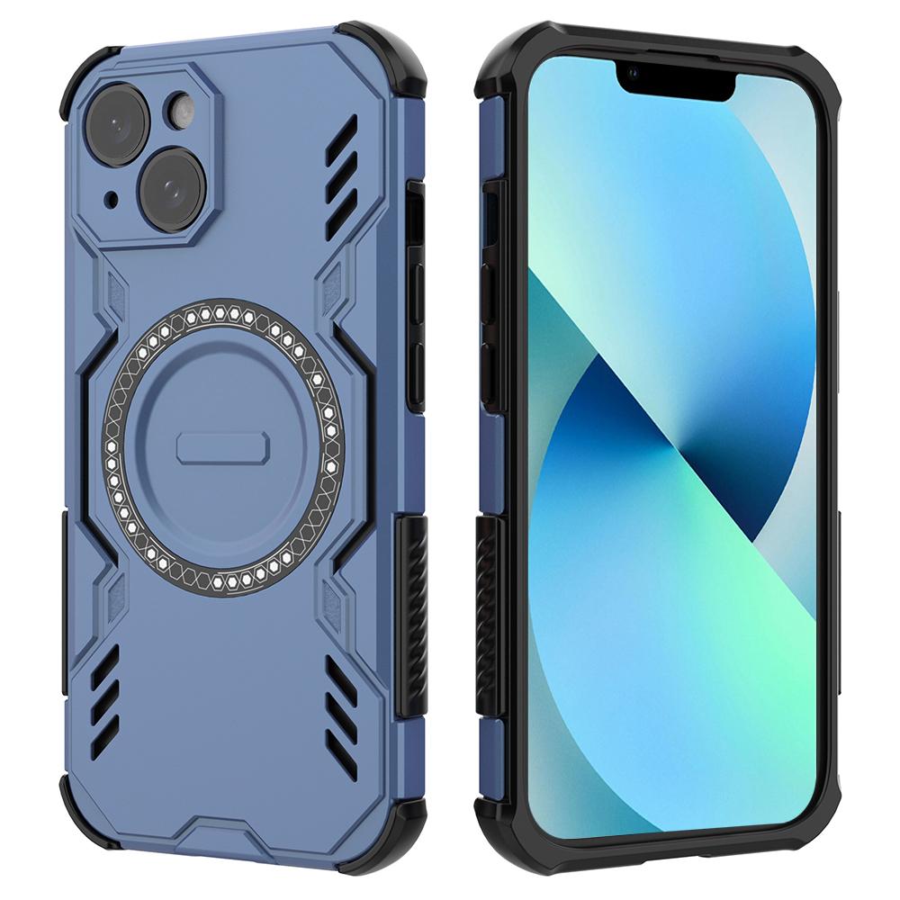

For iPhone 13 Magnetic Case Butterfly Armor Hollow Heat Dissipation PC + TPU Phone Cover B
