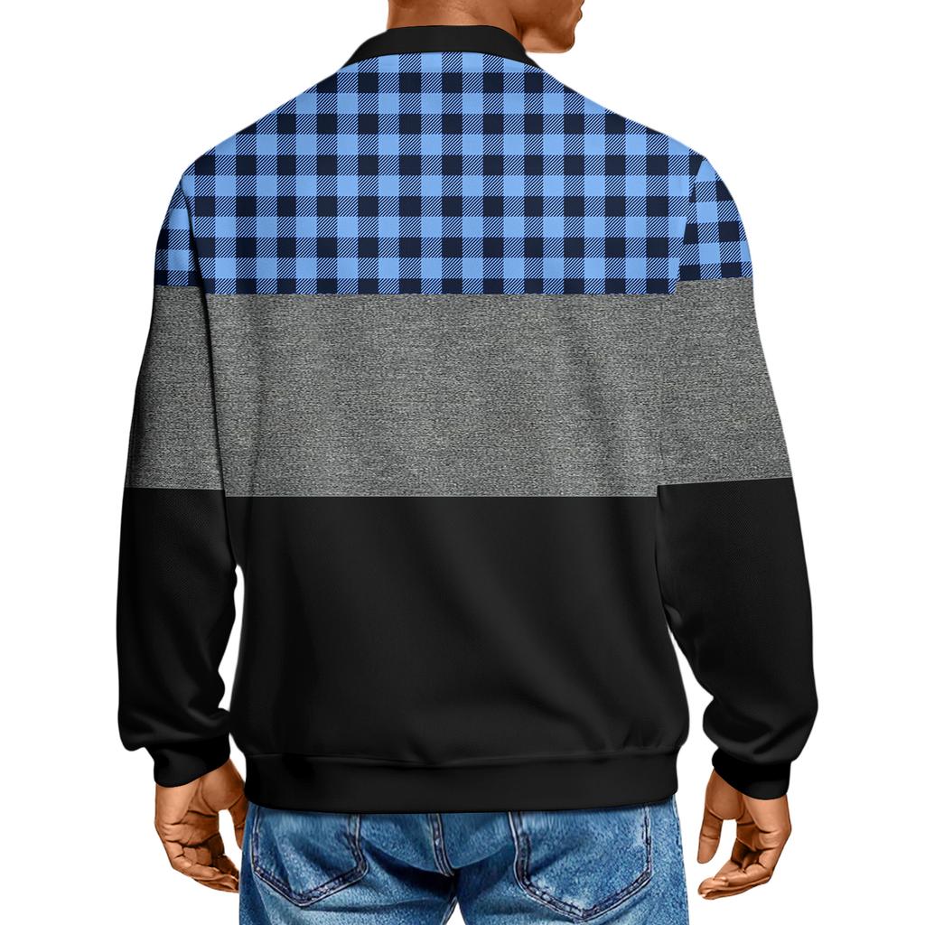 Herre Casual Mote Trykket Revers Langermet Strikket Underskjorte Topp