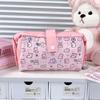 Cartoon Canvas Pen Bag Portable Large Capacity Pencil Case Multifunction Pen Pouch Gift