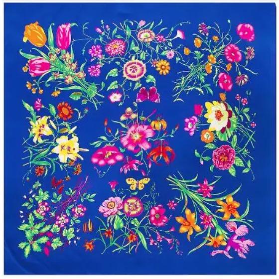 130cm*130cm  New Luxury Brand Women Winter Silk Scarf Twill Floral Print Turban Headband Large Hijab Square Scarf Shawl