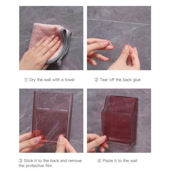 1 Sada PP Praktický Úložný Držák Nástěnný Bez Vrtání Otvor pro Nabíjení Stojan na Organizér Telefonu pro Domácnost