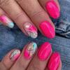 Oval Dragon Fruit Color Irregular Line Manicure