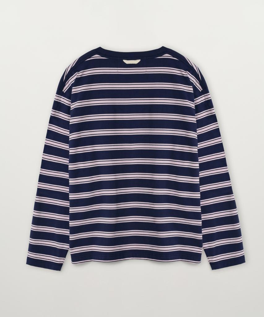 Seteo Font Embroidered Striped Long Sleeve Pink