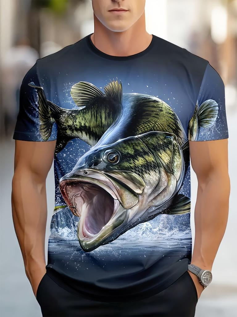 Men's Fishing Shirt Summer T Shirt Short Sleeve Tee Top Men T-Shirt Harajuku Casual T Shirt Men Round Neck Tops Fishing T-Shirts
