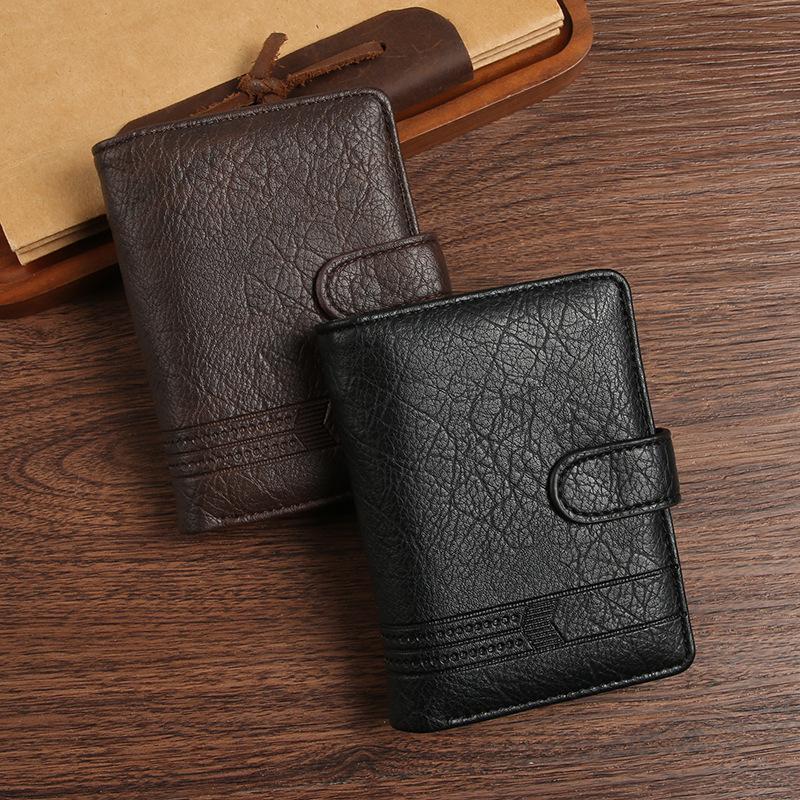 Vintage Business Men's Wallet PU Leather Bifold with ID Window Multi Card Slots Slim RFID Protection