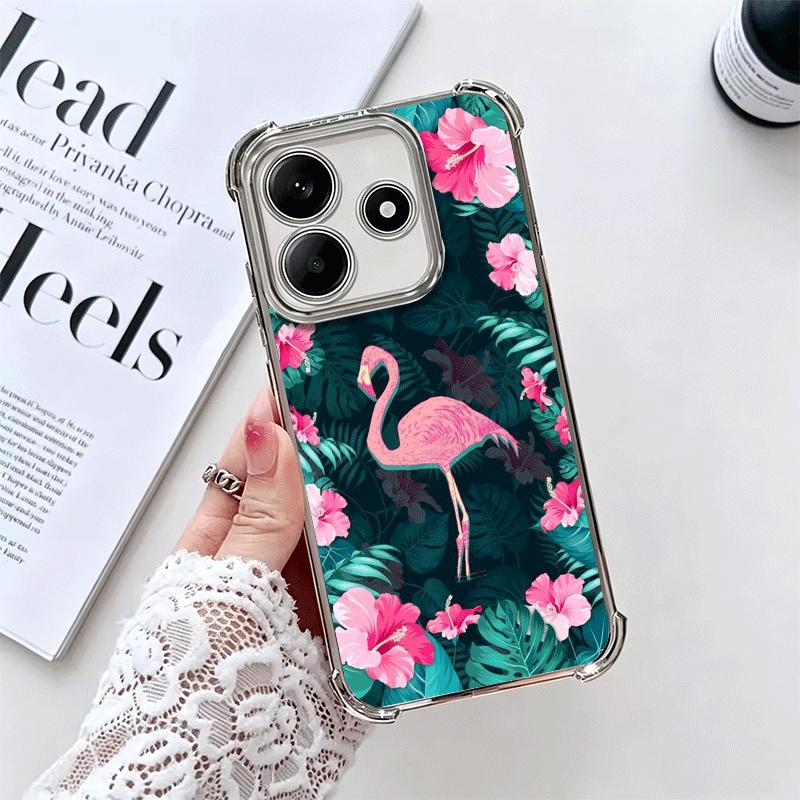 

Pink Red Dreamy Flamingo Soft Phone Case For Xiaomi Redmi Note 14 15 Pro Plus 13 12 11S 11T 5G 10 9S 9 Plating Anti-Fall Fundas Redmi Note 14 4G