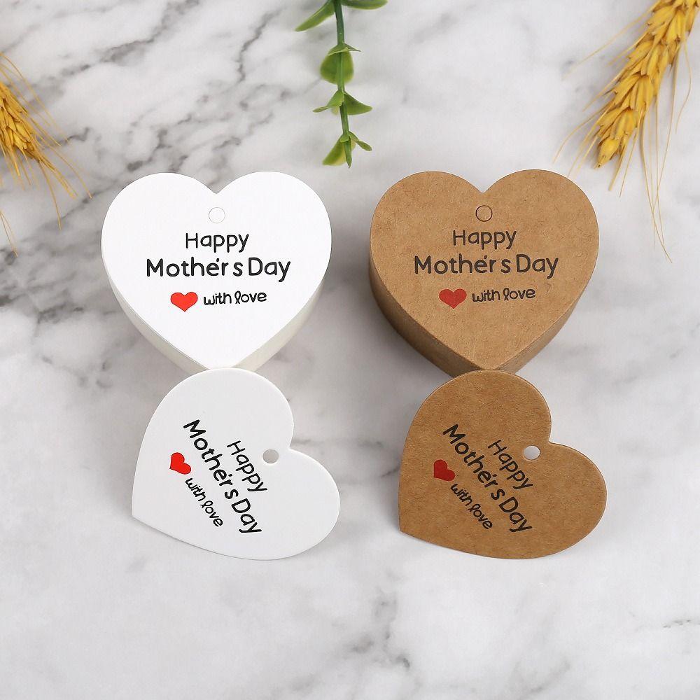 100pcs Heart Shaped Cards Gift Labels Hanging Decoration Hand Gift Hanging Tag  Mother Days