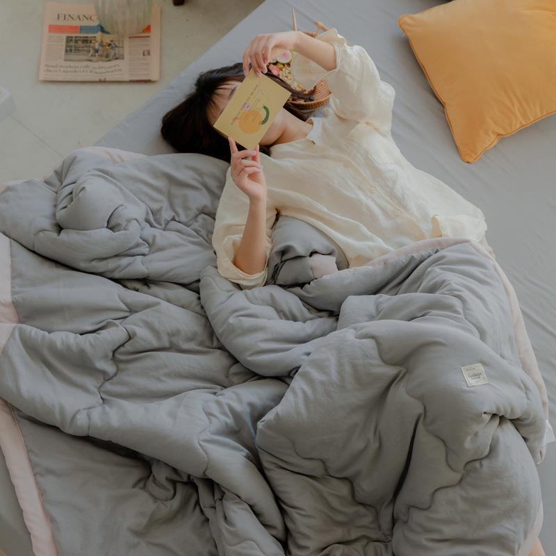 Solid Color Cool Cotton Summer Blanket - Lightweight, Skin-Friendly Quilt