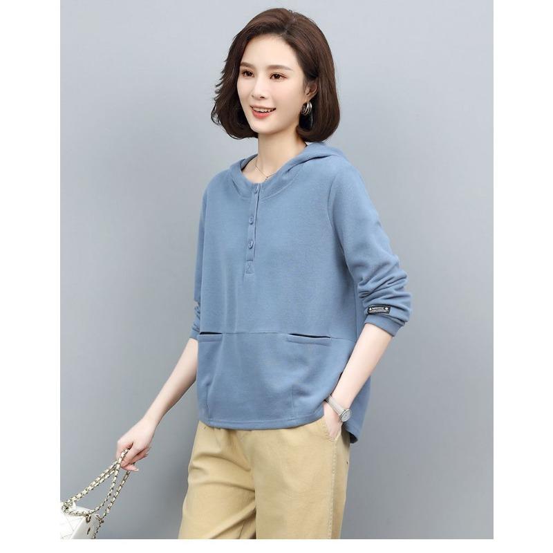 Damen Sweatshirts Frühling Herbst Kurz Modern Altersreduzierend Vielseitig Lässig Dünn Kapuzenoberteile