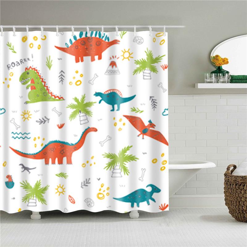 Fabric Shower Curtain Cute Cartoon Hippo Animals Dogs Cats Deer Bath Curtain Waterproof Polyester Bathroom Curtain With Hooks