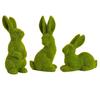 Yousheng 3 Pcs Easter Bunny Figurine Cute Resin/Flocking Rabbit Statue for Spring Farmhouse Tiered Tray Table Mantel Centerpiece