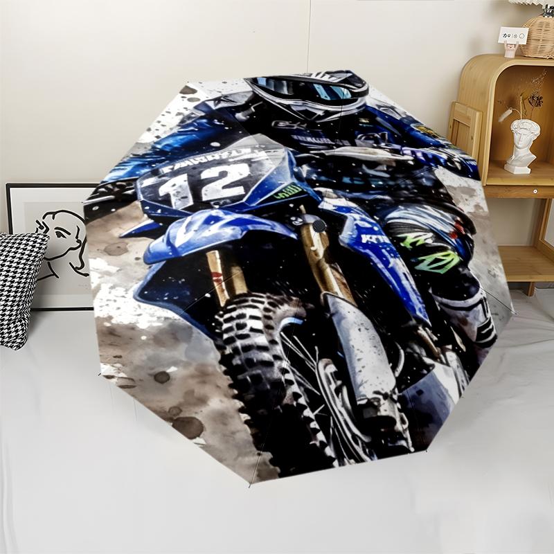 off road motorcycles Theme Automatic Umbrella, Lightweight & Portable, 8 Rib, Perfect for Outdoor Travel, Birthdays, Christmas, Gifts.