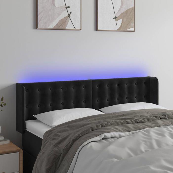 VidaXL Tête de Lit à LED Meuble de Chambre à Coucher Accessoire de Lit Double Tête de Cadre de Lit Intérieur Noir 3123720