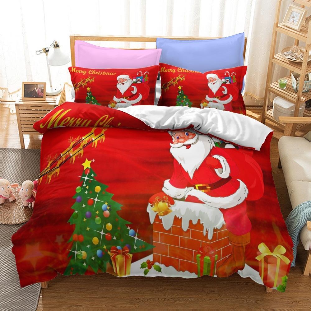 Christmas Series Bedding Three-Piece Home Textile Kit Digital Printing Production