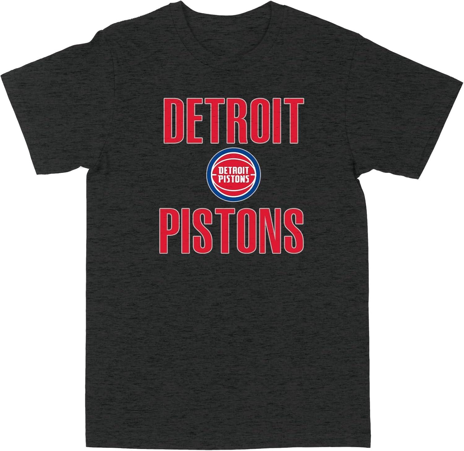 Основная футболка NBA Detroit Pistons темно-серого меланжевого цвета S чёрный