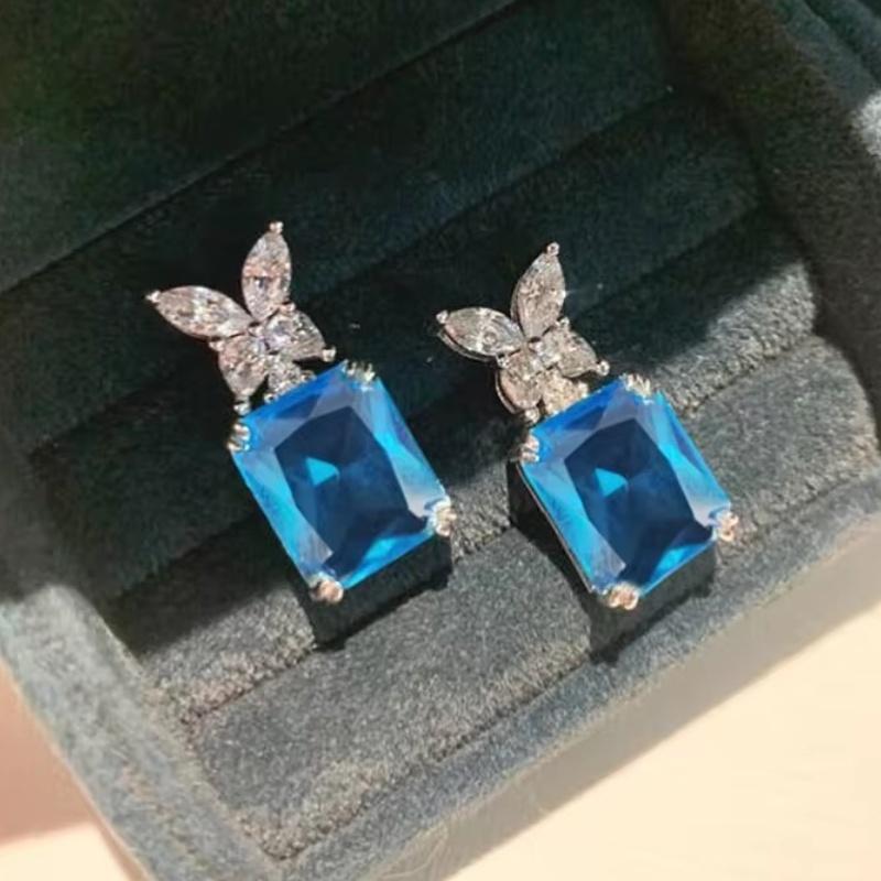 

CAOSHI Graceful Temperament Women s Drop Earring Bright Square Blue Cubic Zirconia Wedding Engagement Zircon Party Accessories
