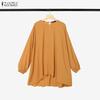 ZANZEA Completo da Donna Casual a Due Pezzi con Blusa a Manica Lunga Irregolare e Pantaloni Lunghi