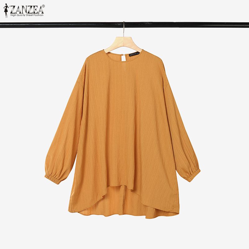 ZANZEA Completo da Donna Casual a Due Pezzi con Blusa a Manica Lunga Irregolare e Pantaloni Lunghi