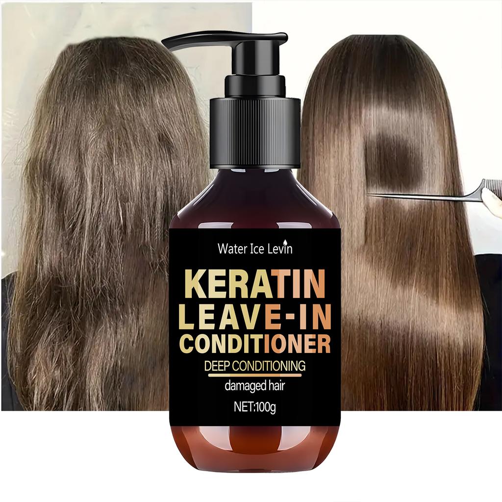 Keratin Leave-In Conditioner with Biotin & Collagen - Repairs Damaged Hair for Deep Moisture, Softness & Shine, Hair Treatment Less