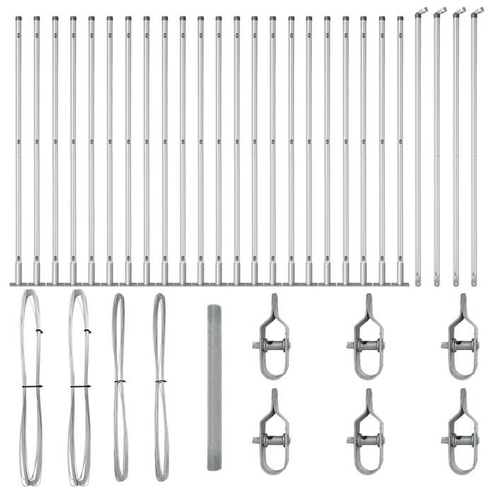 VidaXL Clôture en fil soudé avec 13 poteaux à bride 1.5x50 m Acier galvanisé 3352365