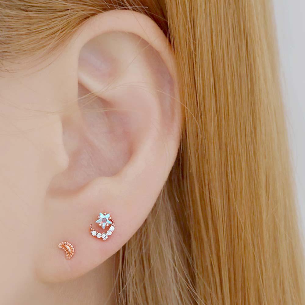[1+1] 14K Gold Filled Pin Rose Moon Piercing (Single Side Sold)