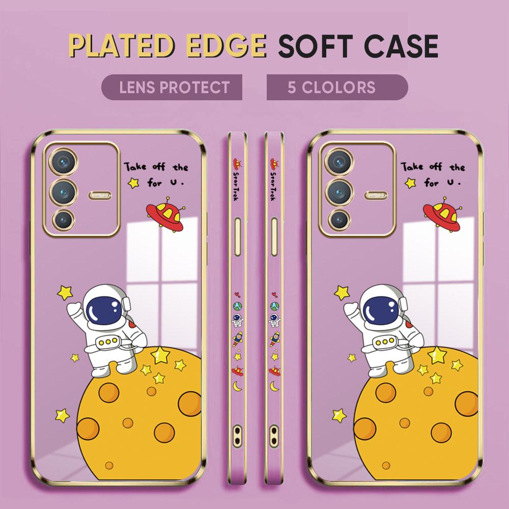 For Honor 90 70 50 X7a X9a P30 Pro P40 Lite Infinix Hot 40i 30i Vivo Y22 Y18 V30 Pro V40 Soft Plated TPU Cartoon Astronaut Phone Casing