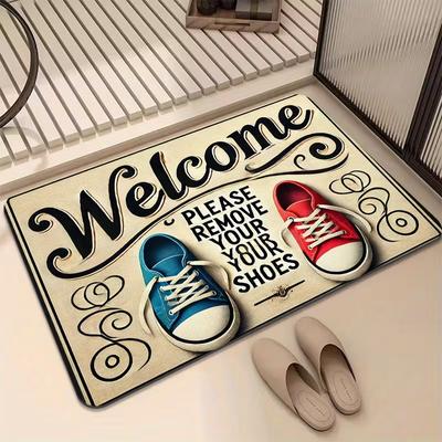 Si prega di togliersi le scarpe all'ingresso. Tappetino Creativo Antiscivolo per Soggiorno Camera da Letto Divano Tappetino per Porta Tappeto per Bambini