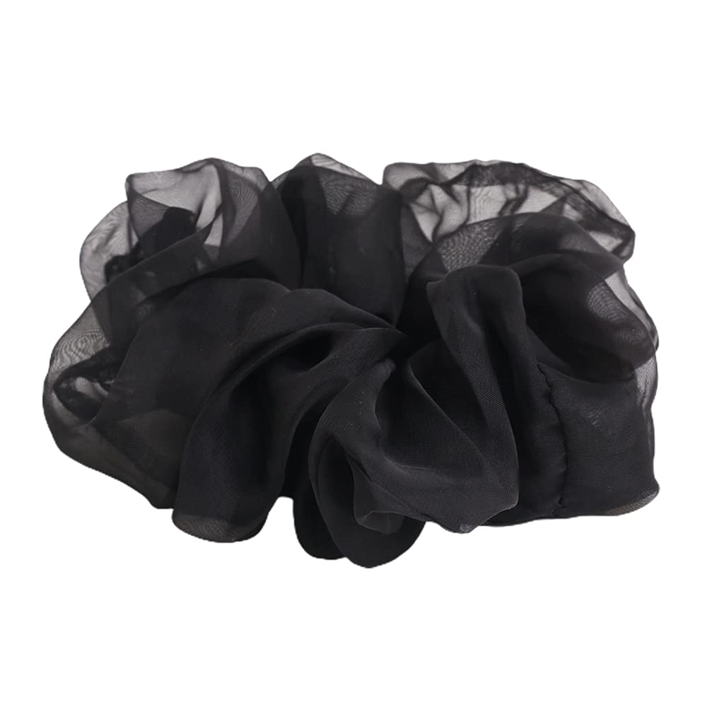 LUPIS Chouchou Hair Accessory Tie Chiffon Dusty Color Puffed Soft Volume Adult Girly/Black