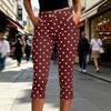 Women's High Waist Slim Fit Polka Dot Pants with Zipper Fly for Casual Daily Wear