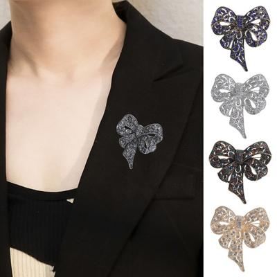 Retro Big Bowknot Inlaid Brooch Pin Colorful Rhinestones Shape Shawl Dress Suit Lapel Badge Jewelry