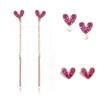 Women Fashion Pink Zircon Love Shape Delicate Earrings