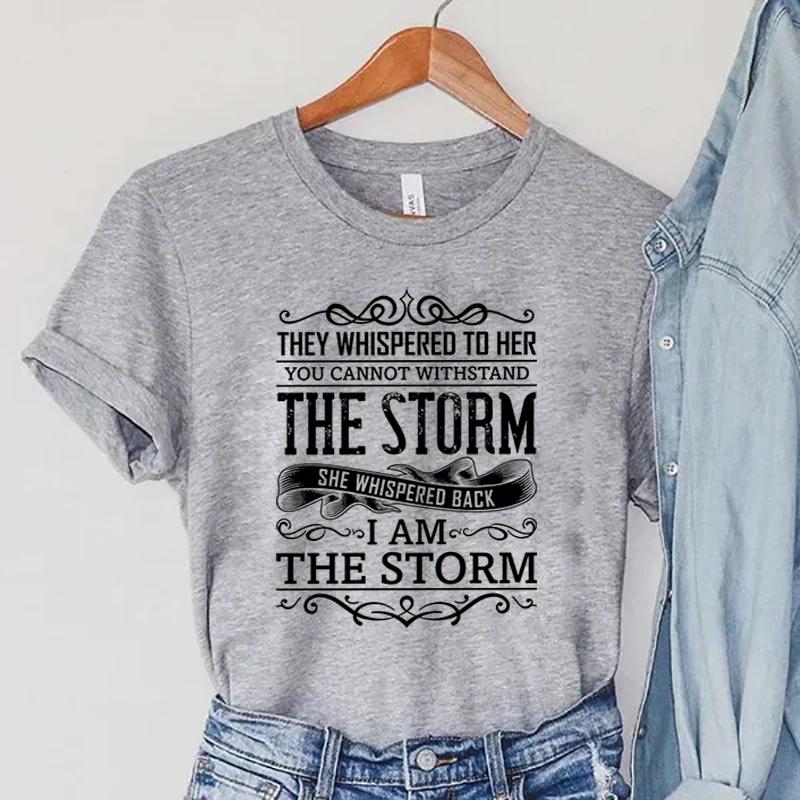 Jestem Burzą Koszulki Graficzne Damskie Vintage Topy Burza Szepnęła W Odpowiedzi Koszulki z Nadrukiem Letnie Harajuku Ubrania Damskie