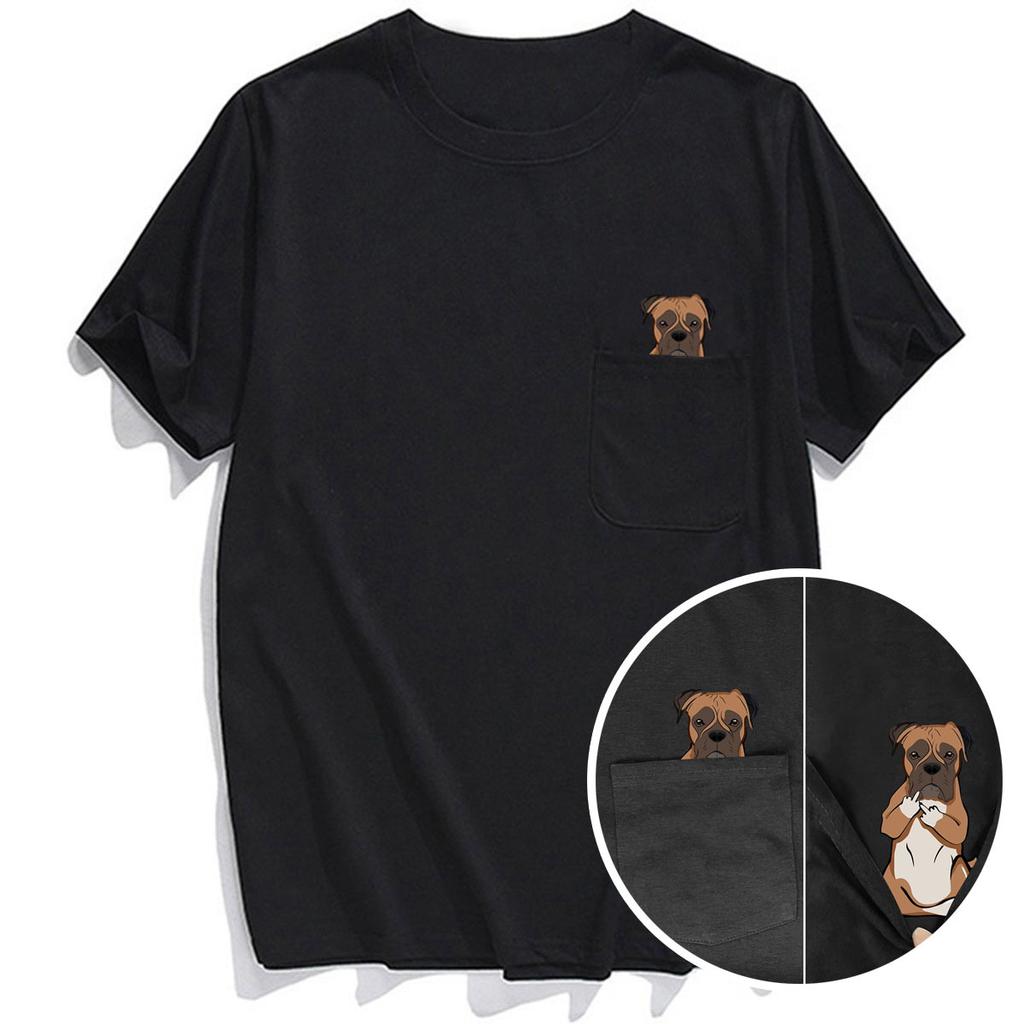 Summer Short Sleeved Huanpanda 3D Digital Pocket with Vertical Middle Finger Men's Round Neck Pullover Pure Cotton Short Sleeved T-Shirts Men’s
