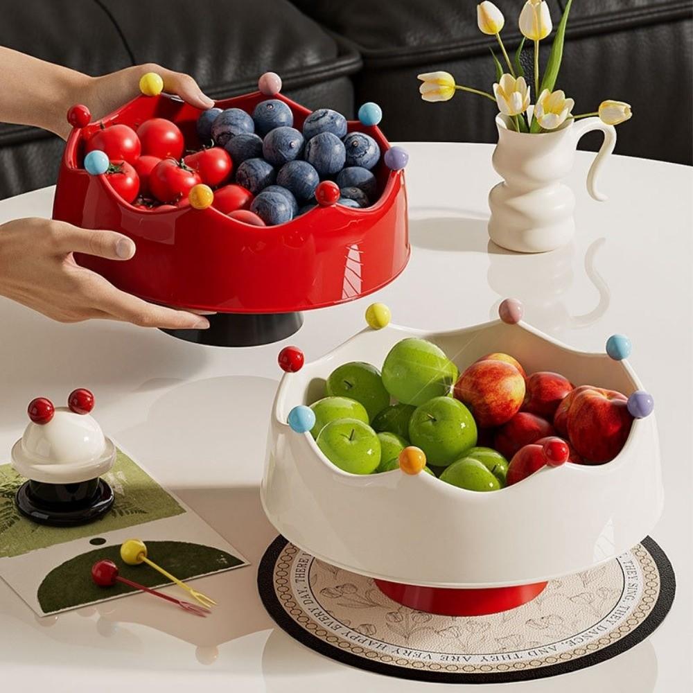 Crown Design Fruit Serving Plate Detachable Dry Fruit Tray Cute Fruit Bowl  with Fork  Living Room
